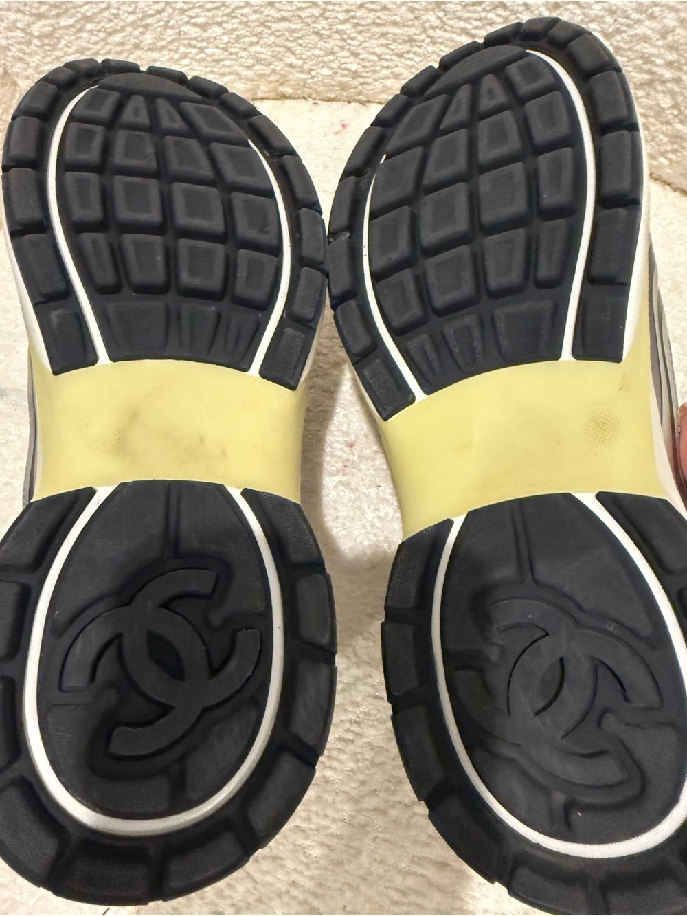CHANEL Silver, White & Cream CC-Emblem Sneakers - Picture 4 of 5
